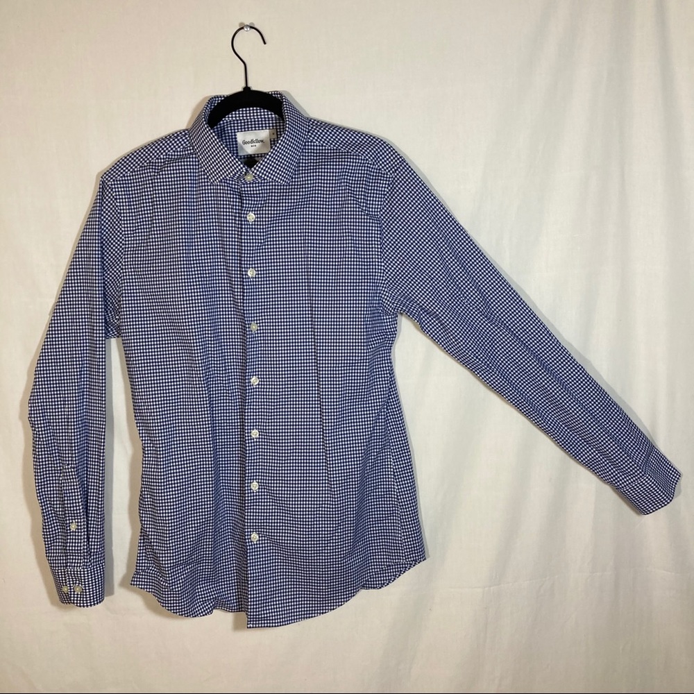 Blue and White Casual Button Down Shirt